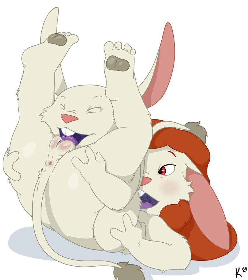 age_difference bunny cunnilingus disney dr._hamsterviel lagomorph licking lilo_and_stitch mertle_edmonds pussylicking special_k white_background