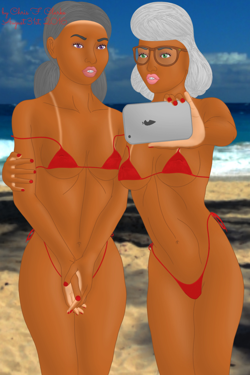 2016 2_female_humans 2_girls abs alternate_skin_color alternate_species arm_around_back arms bare_shoulders bare_thighs barely_clothed beach bikini_tan blackwashed breasts cellphone chrisfclarke clavicle cleavage cloud countershade_hands dark-skinned_female dark_grey_hair dawn_bellwether day disney duo_focus erect_nipples_under_bikini eyeshadow female_abs female_focus female_only from_the_thighs_up glasses green_eyes hands_on_another's_arms hands_over_crotch hands_together highleg_bikini hips humanized insanely_hot judy_hopps light_palms lips lipstick micro_bikini micro_bikini_top midriff multiple_girls nail_polish navel nipples_visible_through_clothing ocean orange_skin palm/sole_countershade parted_lips pokies purple_eyes red_bikini red_fingernails sand seaside self_upload selfpic short_white_hair side-tie_bikini sky small_breasts small_top spray_tan strap_pull string_bikini summer swimsuit_tan take_your_pick tan tan_line teeth thighs twin_tails under_boob white_hair wide_hips zootopia