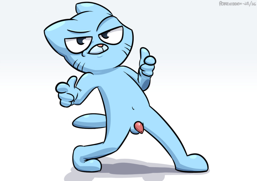 1boy balls cartoon_network gumball_watterson looking_at_viewer male nude penis pokehidden the_amazing_world_of_gumball