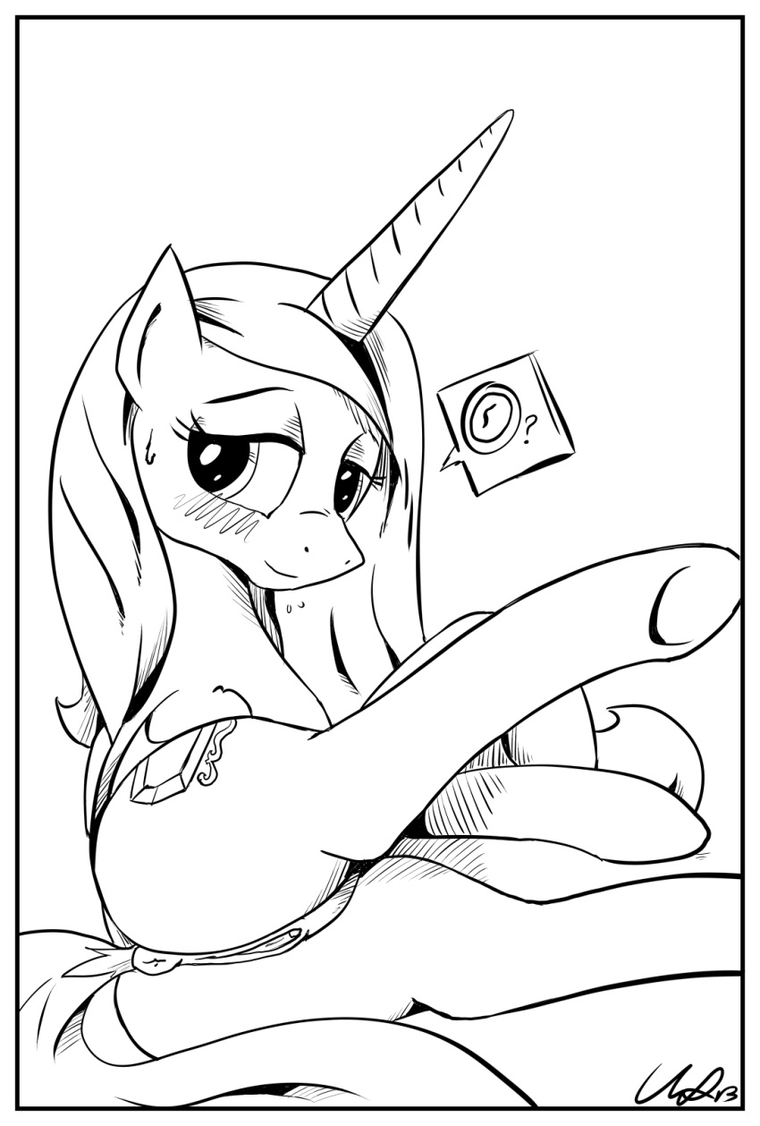 1girl alicorn anus ass condom cutie_mark female female_only friendship_is_magic horn inviting looking_at_viewer monochrome my_little_pony nude pony princess_cadance pussy solo tail wings