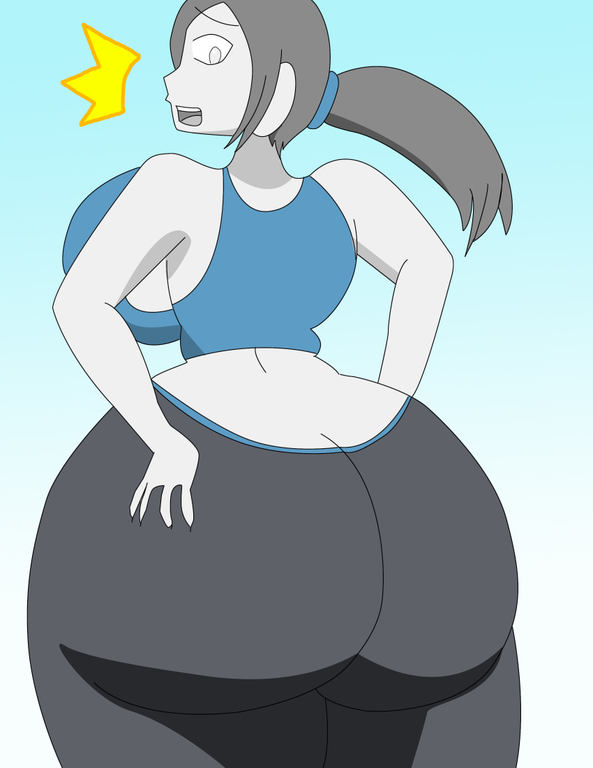 ass big_ass big_breasts breasts grey_eyes grey_hair huge_ass huge_breasts igphhangout looking_back nintendo solo super_smash_bros. wii_fit wii_fit_trainer