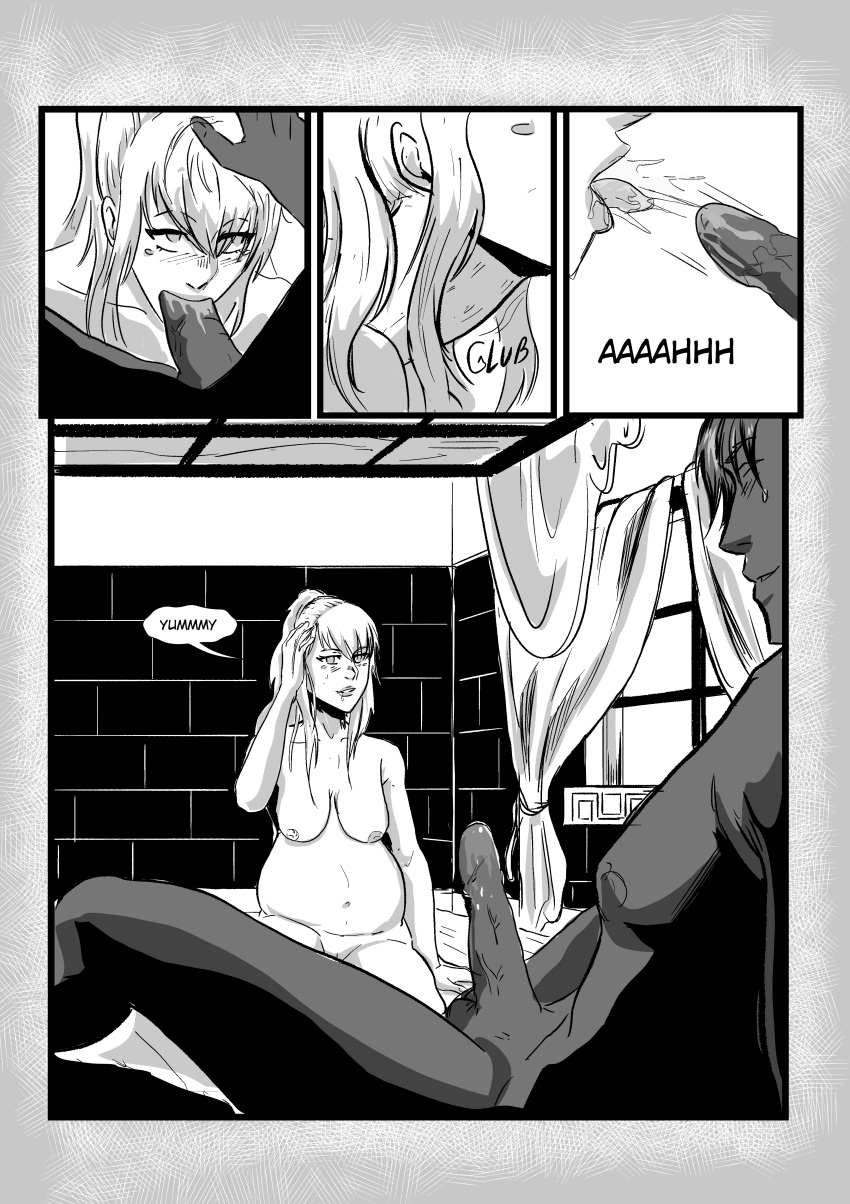 absurd_res bite biting black_and_white black_and_white_dress black_hair blood_bond blush breasts breasts_out colored_skin comic comic_page cum cum_in_mouth cumming_in_mouth dark-skinned_male dark_hair dark_skin deepthroat dress drooling erect_penis erection fellatio greek_mythology handjob handjob_while_sucking happy high_res interracial manga manga_page moan moaning monochrome mulitcoloured_hair muscular muscular_male naked_female naked_male nude nude_female nude_male oral penis penis_biting penis_grab penis_suckle pregnant sagging_breasts saliva saliva_on_penis sucking sucking_penis titan_greek_mythology topless topless_male typhon typhon_titan white_hair white_skin