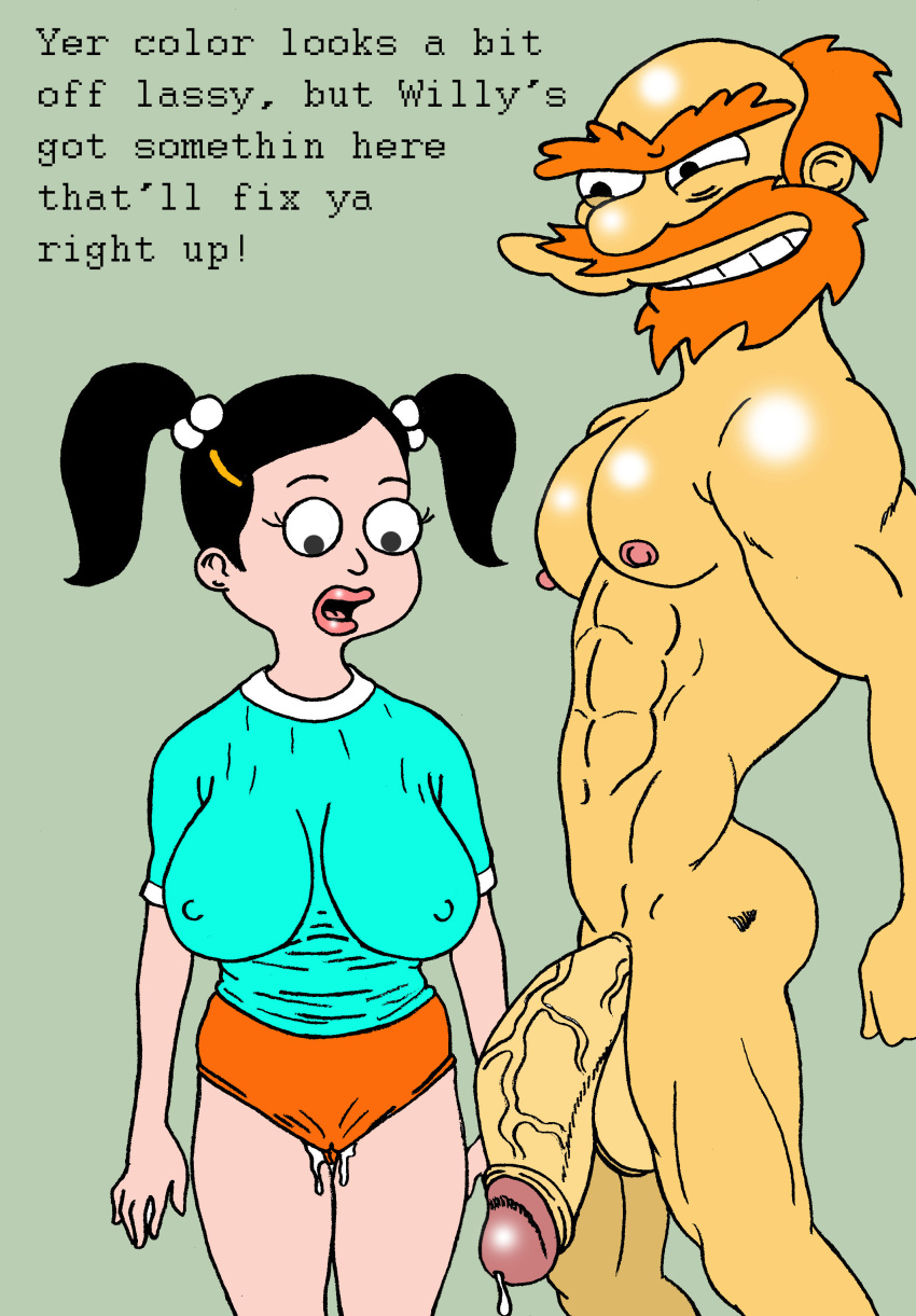 american_dad big_breasts crossover groundskeeper_willie hayley_smith huge_penis imminent_rape questionable_consent sbb the_simpsons veiny_penis wet_pussy