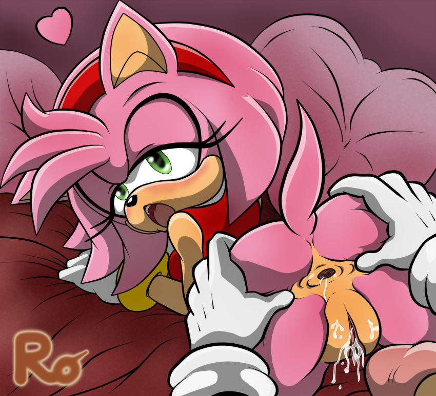 5_fingers amy_rose anthro anus ass bed bedroom black_nose blush breasts clothed clothing dress eyelashes female fur furry gingiva gloves green_eyes hair half-dressed hand_on_butt headband headgear heart hedgehog hetero highres inside juice looking_at_viewer looking_back male nude open_mouth orgasm pillow pink_fur pink_hair presenting presenting_hindquarters pussy pussy_juice raianonzika_(artist) room sega shadow shiny short_hair sonic_(series) sonic_the_hedgehog spreading squeeze teeth tongue video_games white_eyes zerbukii_(artist)