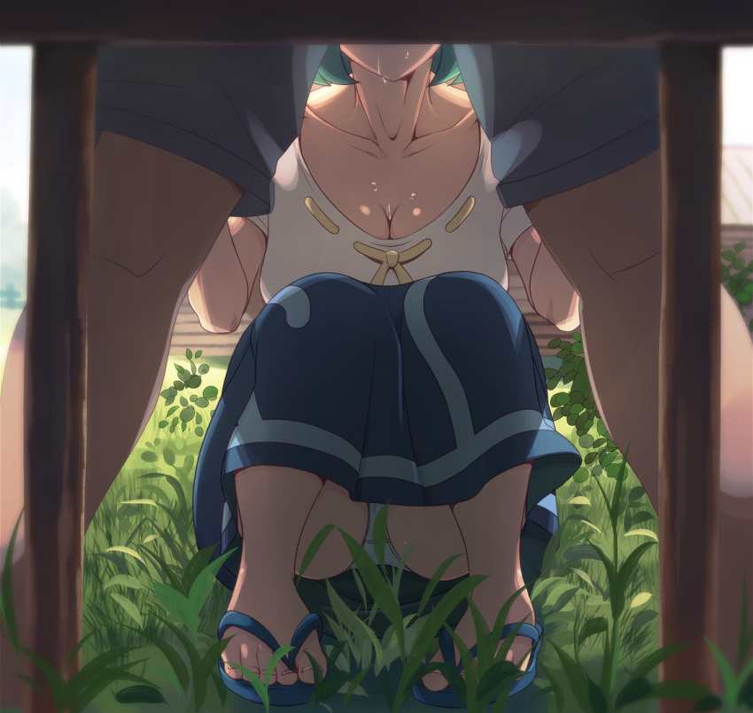 1boy 1girl clothed e_keroron female female_human grass human human/human implied_fellatio implied_oral kneepits lana's_mother male male/female male_human outdoor outside panties pantyshot pokemon short_hair short_sleeves shorts skirt suiren's_mother upskirt
