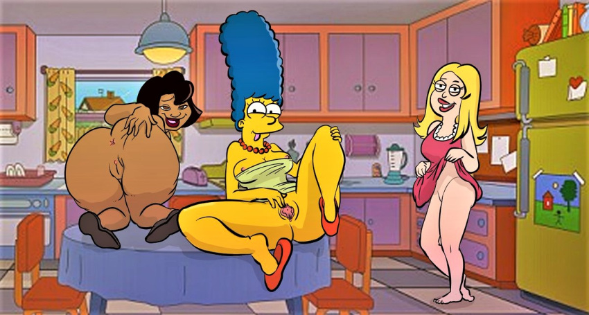 american_dad ass bottomless breasts crossover erect_nipples francine_smith marge_simpson no_panties pussy_lips shaved_pussy spread_legs spread_pussy the_simpsons thighs