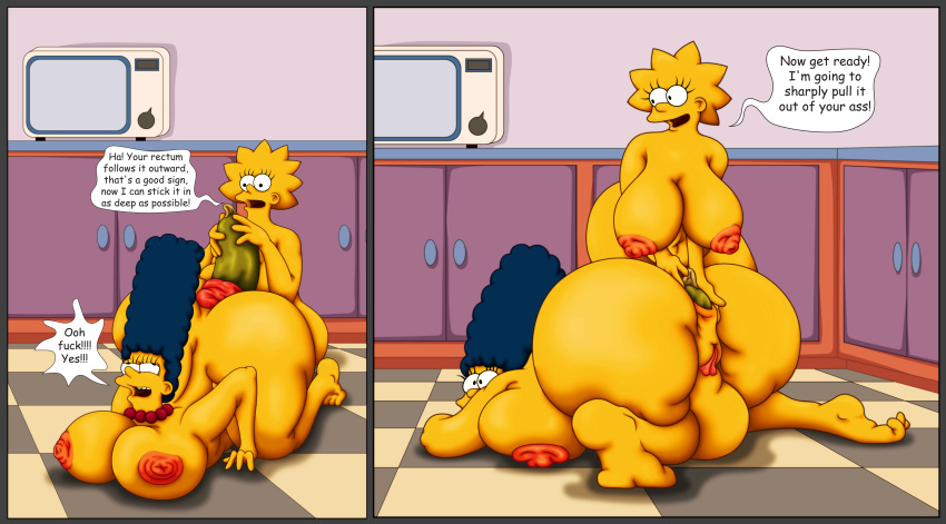 anal anal_penetration big_ass big_breasts bynshy chubby lisa_simpson marge_simpson mother_&amp;_daughter prolapse the_simpsons