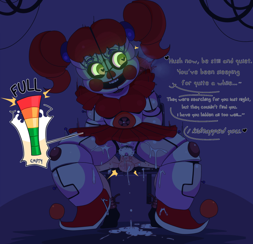 1girl animatronic balls blush circus_baby clothed clothing cum cum_inside eggshoppe english_text femdom five_nights_at_freddy's five_nights_at_freddy's:_sister_location heart human humanoid machine male male_human/female_humanoid male_human/female_robot penis pussy rape robot sex shirukawaboulevard sister_location straight text video_games