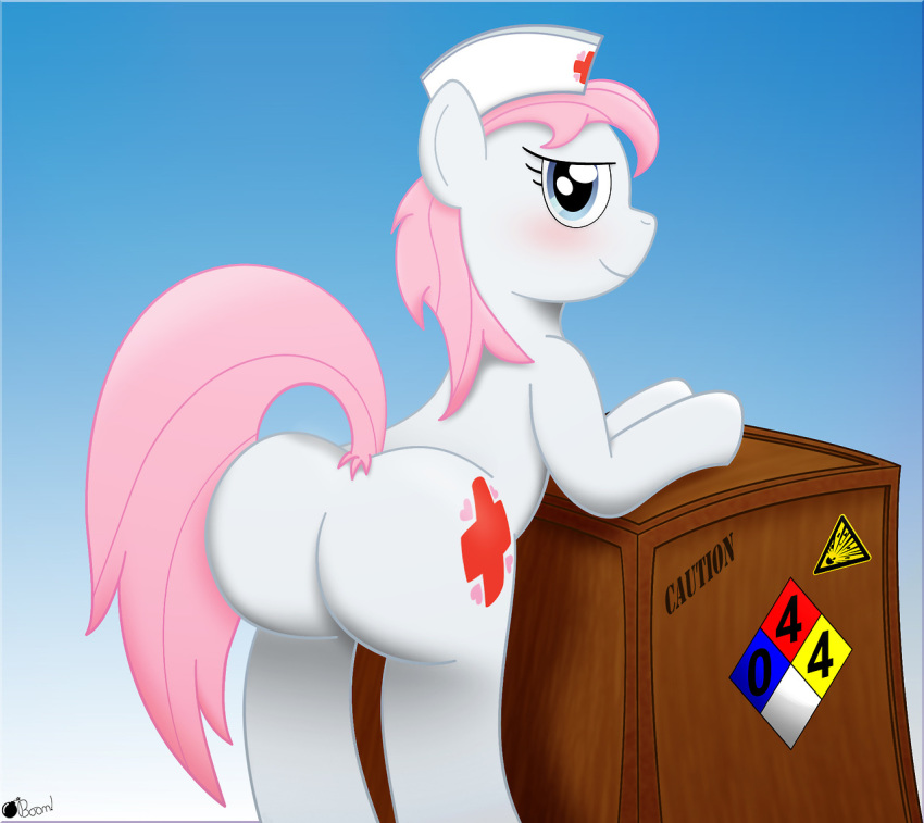 ass friendship_is_magic looking_back my_little_pony nurse_redheart ponyboom