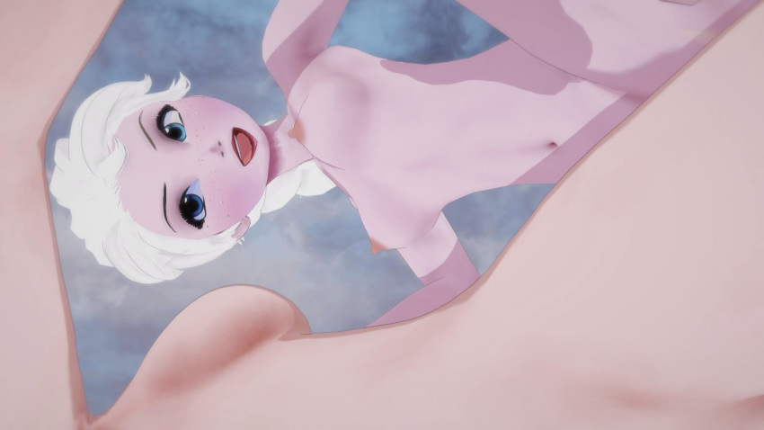 16:9 anime anna_(frozen) belly belly_button blue_eyes blush braid breasts completely_nude completely_nude_female disney disney_princess elsa_(frozen) erect_nipples freckles frozen_(movie) happy hentai light-skinned light_skin looking_at_partner looking_pleasured moaning nipples open_eyes open_mouth pale_skin princess sky small_breasts smile teen white_hair