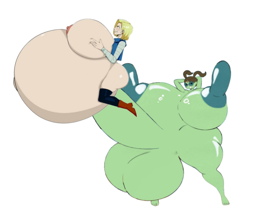 adventure_time android_18 angstrom doctor_princess dragon_ball edit edited hyper_balls hyper_belly hyper_breasts hyper_penis looking_at_viewer zeruxu