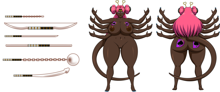 ale-mangekyo ale-mangekyo_(artist) alien alien_tail antennae areolae ass big_ass big_breasts breasts commission eight_arms female heart heart_antennae lightsaber multiple_arms natie_naboo nipples nude original_character pussy sharp_nails slit_pupils solo star_wars tail weapon