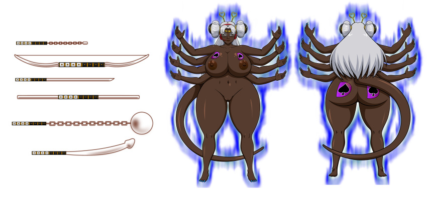 ale-mangekyo ale-mangekyo_(artist) alien alien_tail antennae areolae ass big_ass big_breasts breasts commission eight_arms female heart heart_antennae lightsaber multiple_arms natie_naboo nipples nude original_character pussy sharp_nails slit_pupils solo star_wars tail ultra_instinct weapon