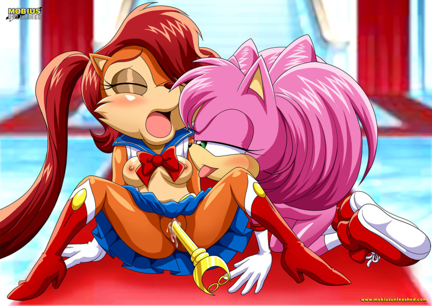 amy_rose archie_comics bbmbbf chibi_rose mobius_unleashed palcomix sally_acorn sally_moon sega sonic_(series) sonic_the_hedgehog_(series)
