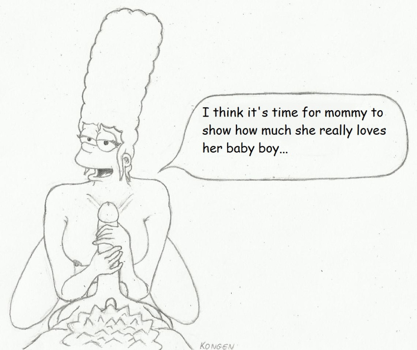 bart_simpson fellatio incest kongen marge_simpson milf monochrome mother's_duty mother_and_son oral the_simpsons