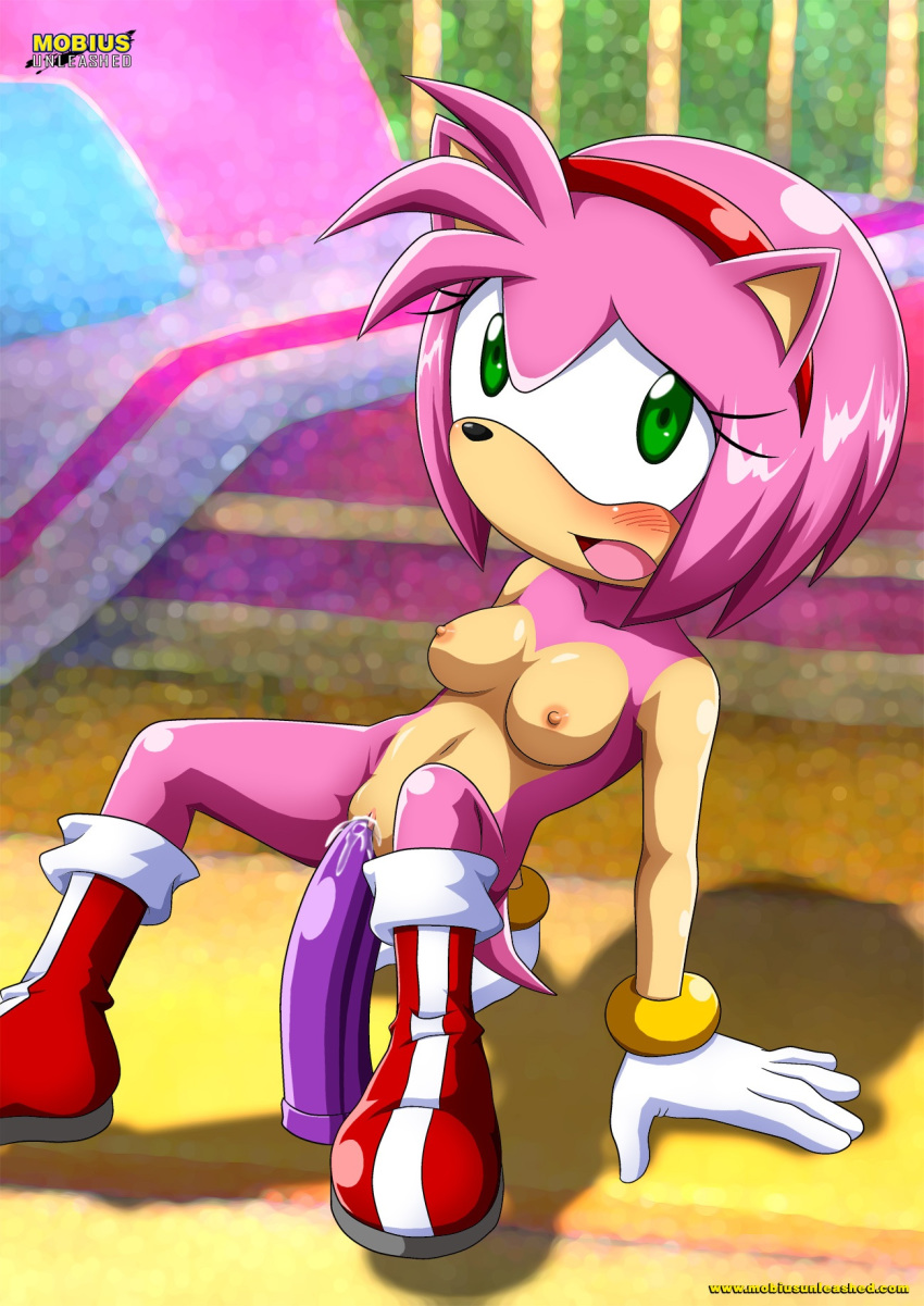 amy_rose bbmbbf dildo horny looking_at_viewer mobius_unleashed palcomix sega sonic_(series) sonic_team sonic_the_hedgehog_(series) tagme