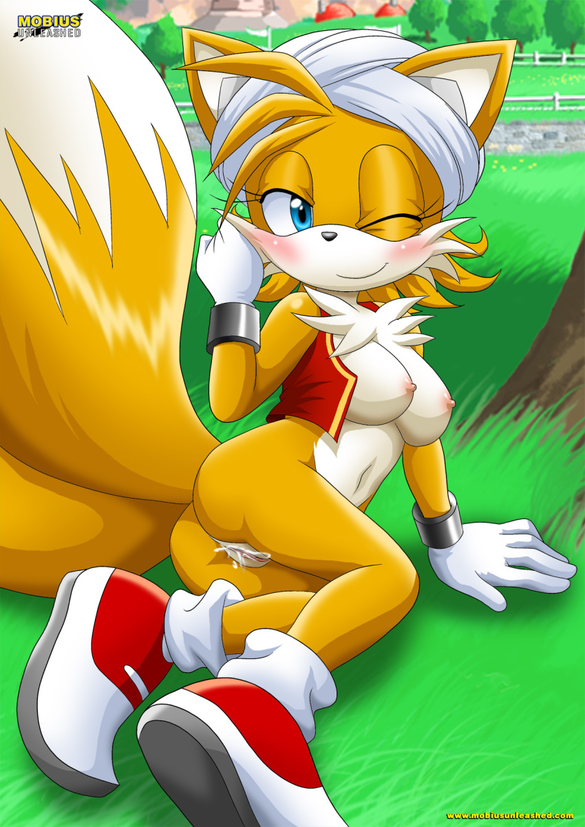 ass bbmbbf blush breasts genderswap miles_"tails"_prower millie_tailsko mobius_unleashed palcomix pussy rule_63 sega sonic_(series) sonic_the_hedgehog_(series) wink