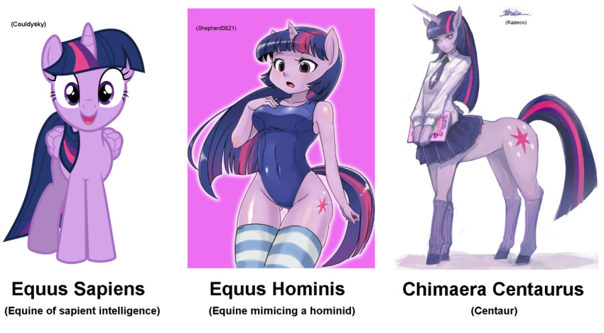 alicorn anthro centaur cloudysky cutie_mark equine friendship_is_magic kazeco leggings looking_at_viewer my_little_pony one-piece_swimsuit purple_hair shepherd0821 socks swimsuit tail text twilight_sparkle_(mlp) wings