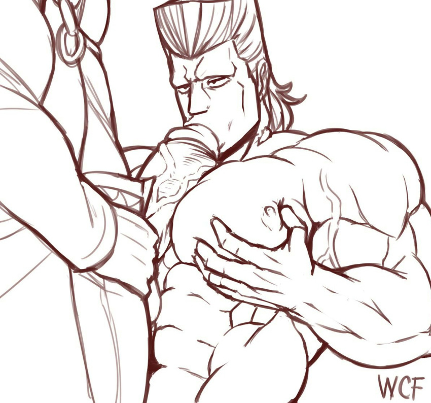 2boys black_and_white head_out_of_frame jean_pierre_polnareff jojo's_bizarre_adventure jotaro_kujo male male_only stardust_crusaders uncolored veiny_penis white_background wolf_con_f yaoi