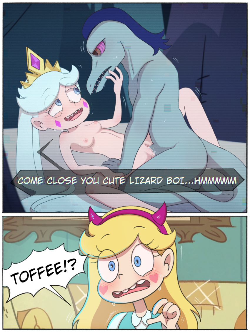 1boy 2_girls blonde_hair blue_eyes blue_hair breasts caught comic hspace missionary moon_butterfly mother_&amp;_daughter nipples penis_in_pussy pussy sex star_butterfly star_vs_the_forces_of_evil toffee vaginal walk-in