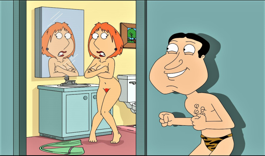 ass blackzacek cmdrzacek covering_breasts family_guy glenn_quagmire lois_griffin mirror_reflection nude nude_female pale_breasts peeping pubic_hair pussy thighs