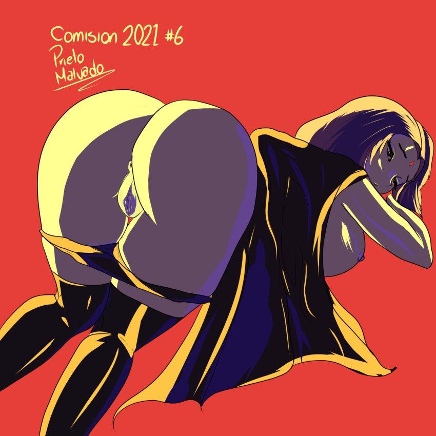 1girl 2021 anus big_breasts breasts cape cartoon_network dat_ass dc_comics demon_girl female_only forehead_jewel grey_skin head_down_ass_up presenting prieto_malvado purple_hair pussy rachel_roth raven_(dc) red_background simple_background solo_female superheroine teen_titans top-down_bottom-up underwear underwear_down