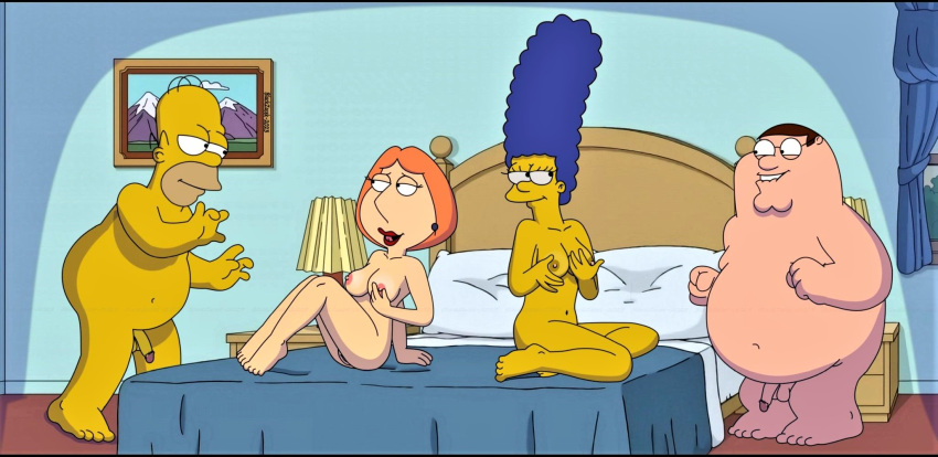 ass big_penis blackzacek breasts crossover erect_nipples family_guy homer_simpson lois_griffin marge_simpson nude peter_griffin shaved_pussy the_simpsons thighs