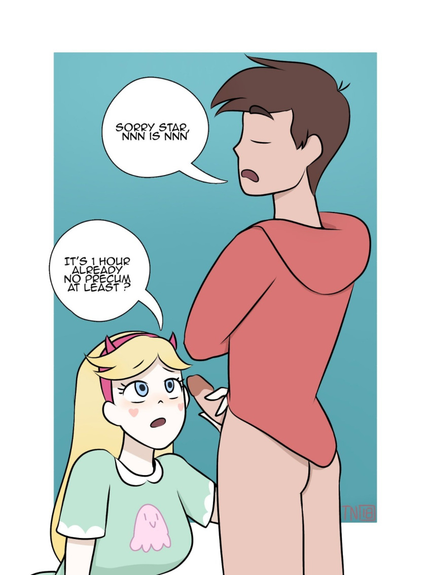 1boy 1girl ass blonde_hair blue_eyes brown_hair canon_couple marco_diaz penis penis_grab star_butterfly star_vs_the_forces_of_evil