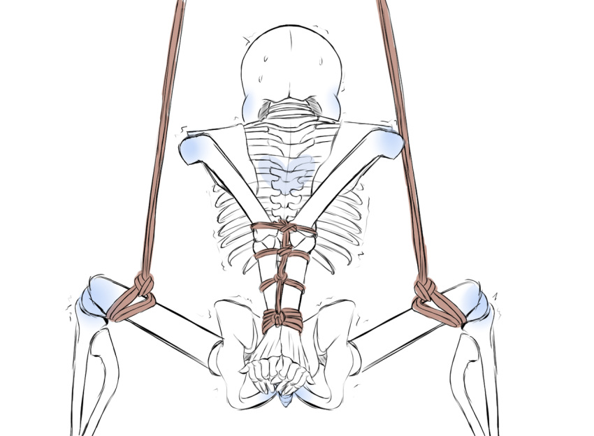 1boy 2010s 2018 animated_skeleton back_view bondage bottom_sans bound_arms bound_hands bound_legs bound_wrists completely_naked completely_nude duplicate legs_apart legs_spread lower_resolution_duplicate male male_only malesub monster naked nsfwgarbagedump nude rope rope_bondage sans sans_(undertale) skeleton solo spread_legs submissive submissive_male sweat tied_arms tied_hands tied_legs tied_up uke_sans undead undertale undertale_(series) white_background