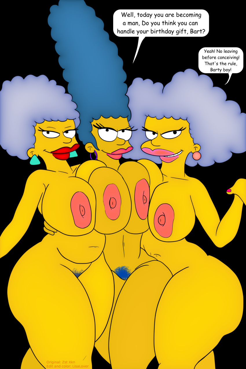 aunt aunt_and_nephew bimbofication birthday edit hairy_pussy implied_incest incestual_outcome large_areolae large_breasts lipstick lisalover marge_simpson mother_and_son patty_bouvier possible_impregnation selma_bouvier the_simpsons zst_xkn
