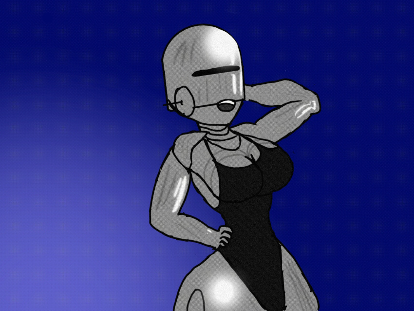 big_breasts breasts gabethenut hajime_sorayama happy retro robot robot_girl sexy swimsuit white_skin