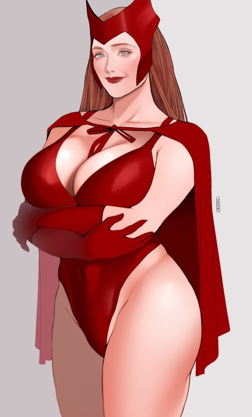 1girl 1girl 1girl big_breasts breasts brown_hair clothed_female comic_book_character female_focus female_only high_res jnsdh long_hair marvel mature mature_female milf scarlet_witch solo_female solo_focus superheroine tagme thick_thighs wanda_maximoff wide_hips