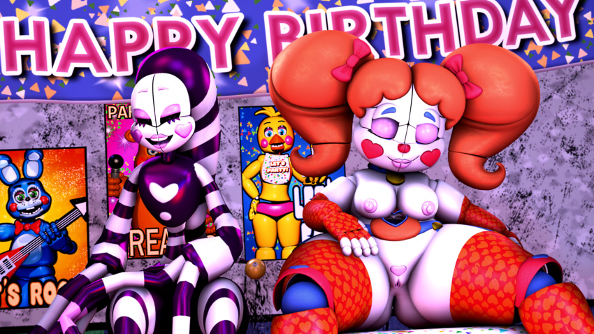 2_girls circus_baby female_only five_nights_at_freddy's five_nights_at_freddy's:_sister_location nude puppet_(fnaf) security_puppet sexbot_circus_baby sitting