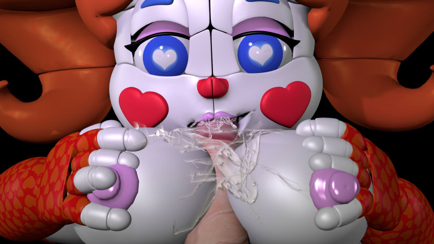 after_sex big_breasts breasts circus_baby close-up cum five_nights_at_freddy's five_nights_at_freddy's:_sister_location heart-shaped_pupils mechanophilia paizuri penis pov sexbot_circus_baby