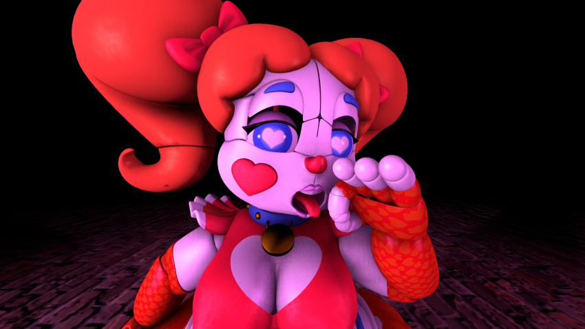 1girl circus_baby fellatio_gesture five_nights_at_freddy's five_nights_at_freddy's:_sister_location gesture looking_at_viewer sexbot_circus_baby tongue_out