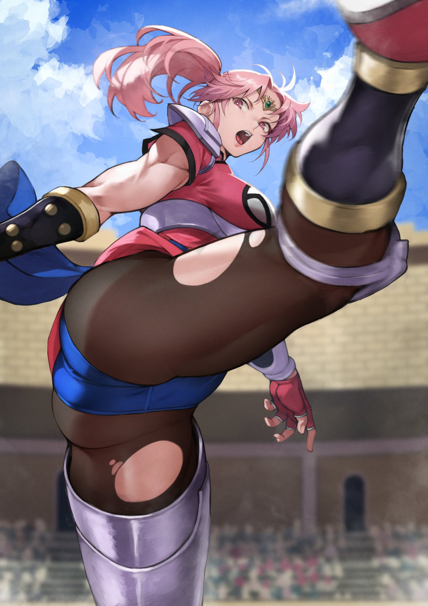 1girl anime big_breasts dark_brown_eyes dragon_quest dragon_quest_dai_no_daibouken dragon_quest_the_adventure_of_dai female_focus female_only maam pink_hair solo_female solo_focus square_enix teen video_game_franchise yoshio_(55level)