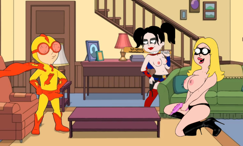 american_dad big_ass breasts brother_and_sister clothed_male_nude_female francine_smith halloween halloween_costume harley_quinn hayley_smith mother_&amp;_son sister steve_smith