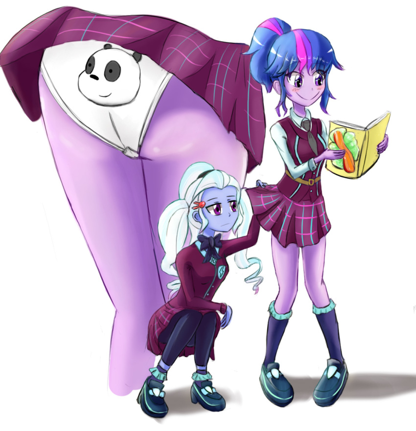 2_girls 2girls ass book equestria_girls female female_only friendship_is_magic lifted_by_another my_little_pony panties school_uniform skirt skirt_lift source_request sugarcoat twilight_sparkle twilight_sparkle_(mlp) underwear uniform upskirt