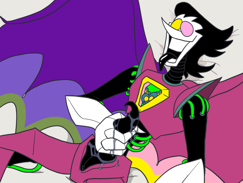 1boy 2020s 2022 2d 2d_(artwork) armor black_hair black_penis black_tongue darkner deltarune deltarune_chapter_2 digital_media_(artwork) enlargeyourself genitals heterochromia horny humanoid_hands jerking_off male male_only multicolored_body multicolored_eyes multicolored_wings on_bed penis precum prehensile_penis robot robotic_arms robotic_legs slit solo_male spamton_g._spamton spamton_neo tentacle_penis tongue tongue_out undertale_(series) video_game_character video_games wet_penis white_skin wings wires