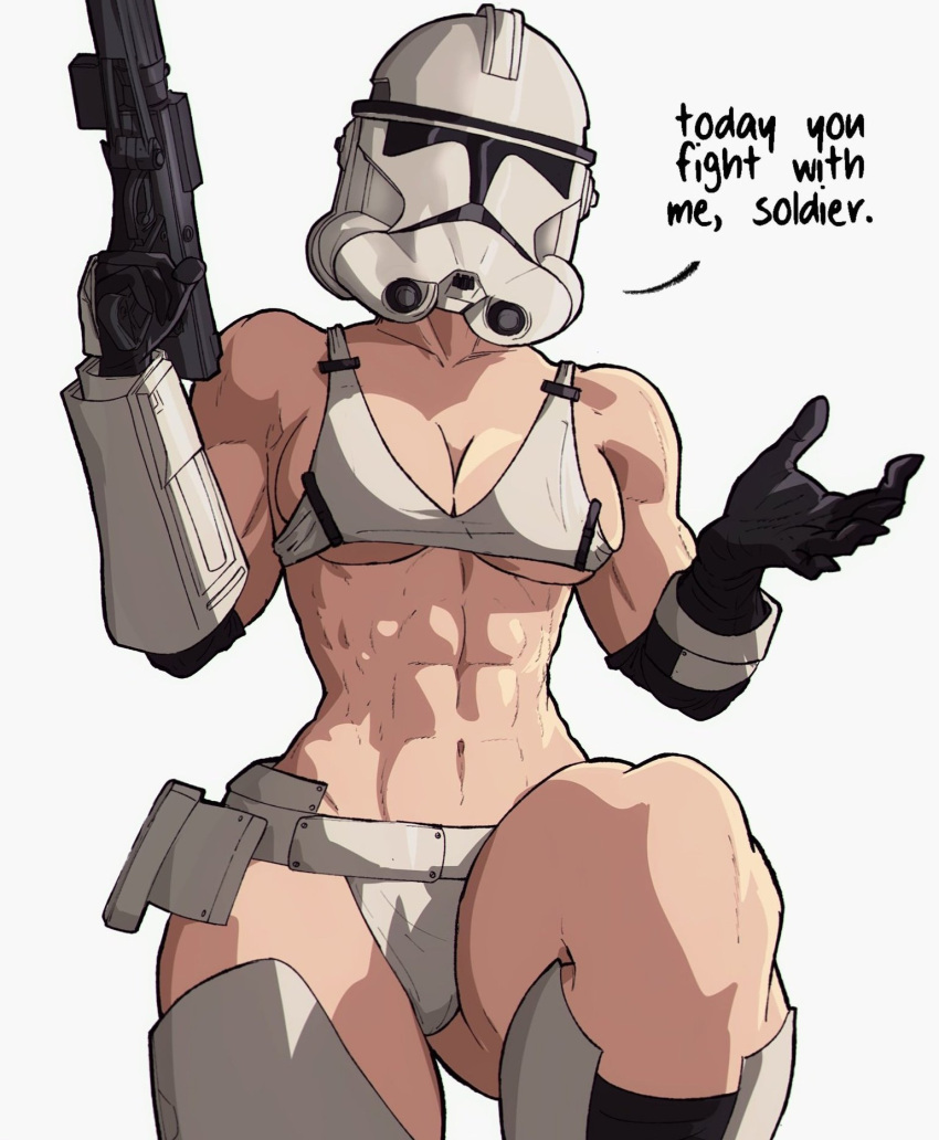 bikini genderswap genderswap genderswap_(mtf) handgun helmet muscular_female star_wars stormtrooper yoracrab