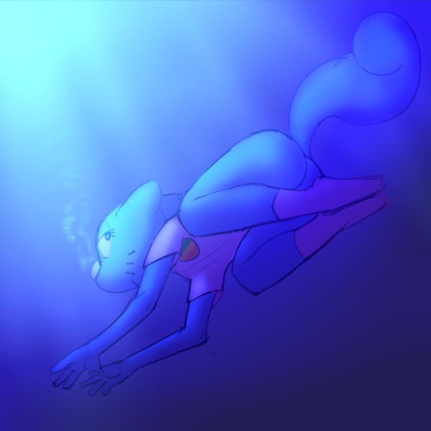1:1 1girl 2020 anthro ass blue_body blue_fur bottomless cartoon_network clothed clothing diving domestic_cat felid feline felis female footwear fur high_res legwear mammal nicole_watterson partially_clothed shirt socks solo swimming the_amazing_world_of_gumball topwear underwater water whiskers zambs