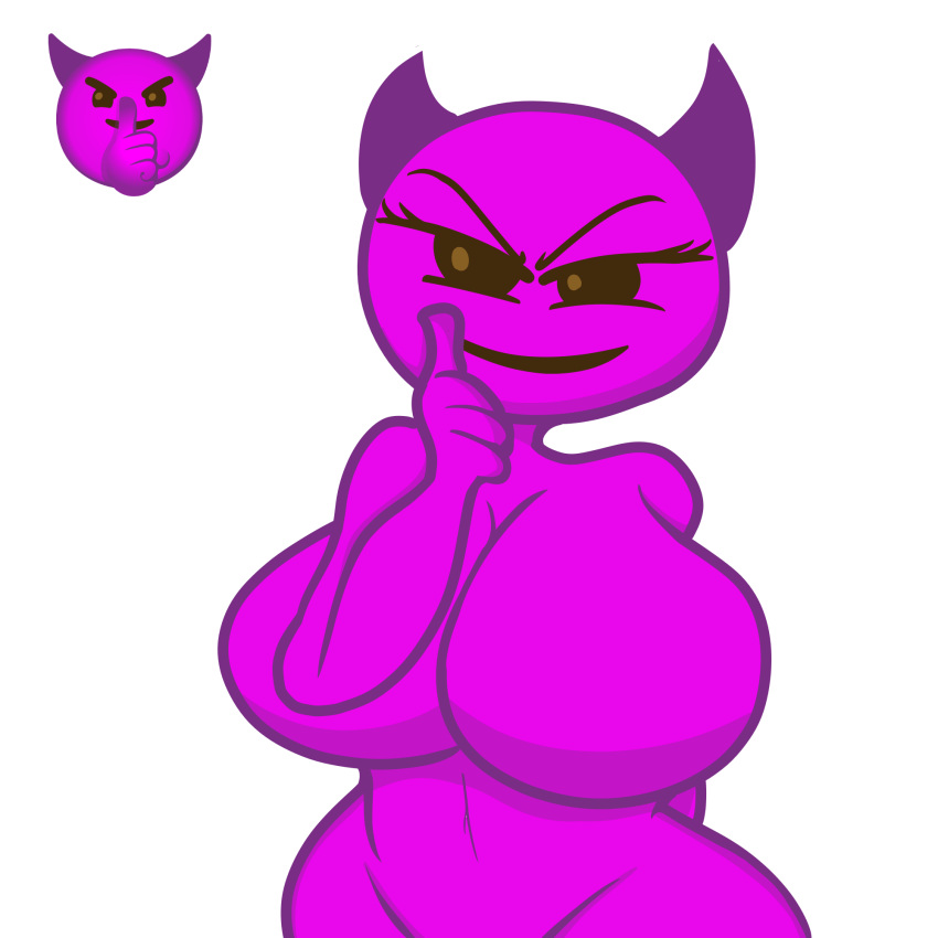 big_breasts breasts demon_girl emoji only_female purple_body reference_image thicc thick_thighs white_background