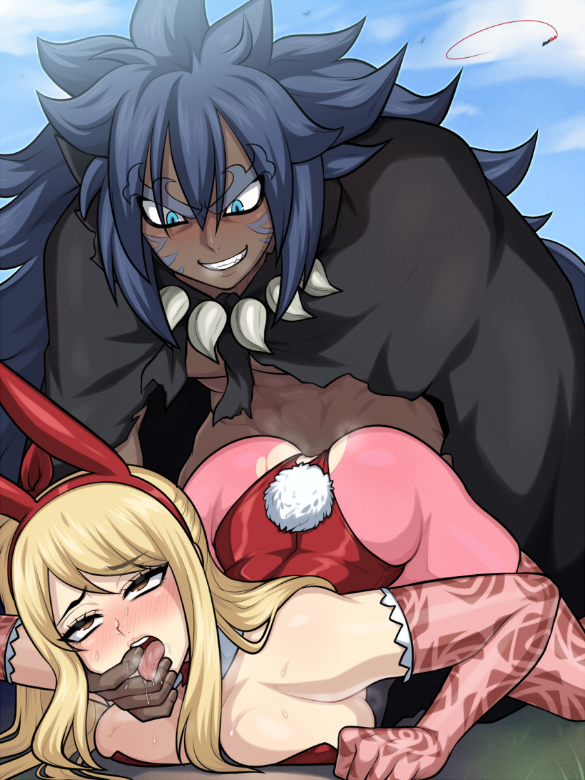 1boy 1girl acnologia adult_and_teenager age_difference ahe_gao aldharoku aroused ass bad_end big_breasts blonde_hair blue_hair blush breast_press breasts bunny_ears bunnysuit clothed_sex crotchless dark-skinned_male defeat_sex defeated defeated_heroine doggy_position elbow_gloves fairy_tail female_focus femsub fucked_senseless larger_male leotard light-skinned_female light_skin looking_pleasured lucy_heartfilia maledom mature_male older_male older_man_and_teenage_girl older_penetrating_younger rape rolling_eyes sex smaller_female smile teen teenage_girl thick_thighs tongue tongue_out torn_clothes torn_legwear wide_hips younger_female