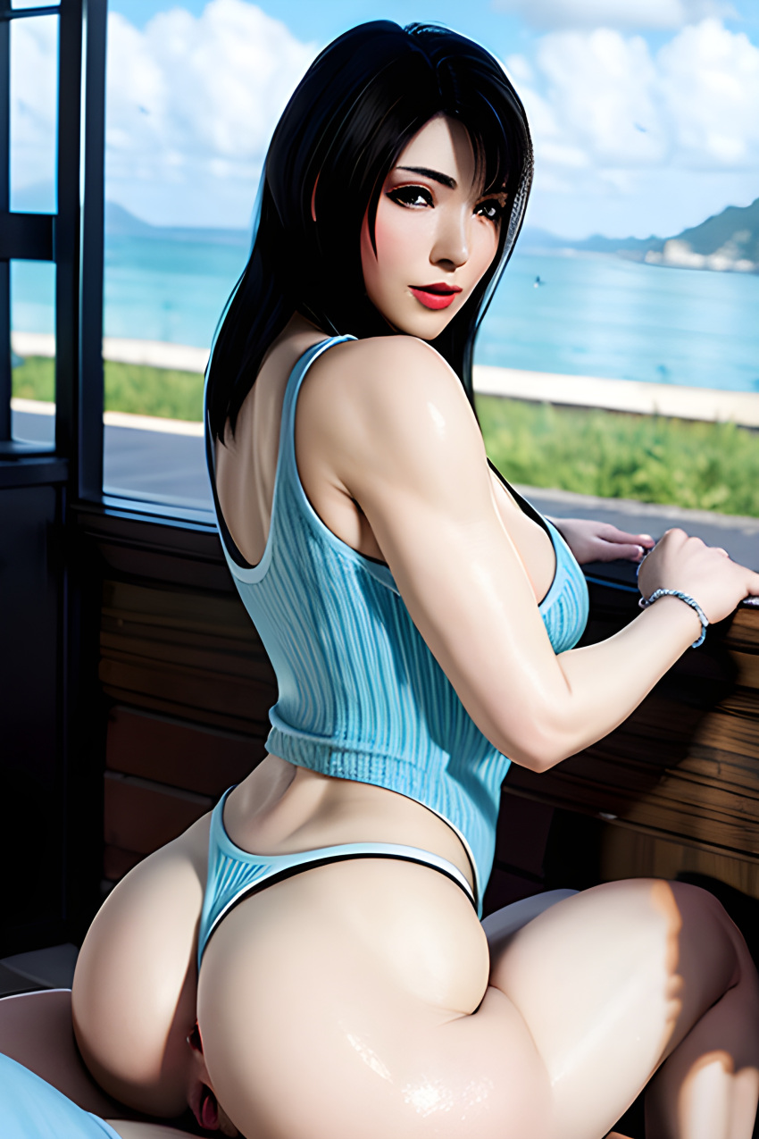 ai_generated armpit_crease ass breasts curvy_figure final_fantasy final_fantasy_viii gaping gaping_anus high_resolution huge_ass huge_breasts light-skinned_female light_skin oiled partially_visible_anus rinoa_heartilly sitting sitting_on_person very_high_resolution wide_hips