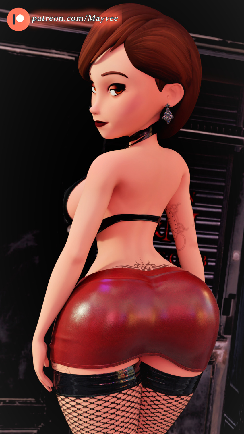 ass ass_focus helen_parr horny horny_women leather_skirt makeup mature_female mayvee milf slutty_outfit stockings the_incredibles thighs