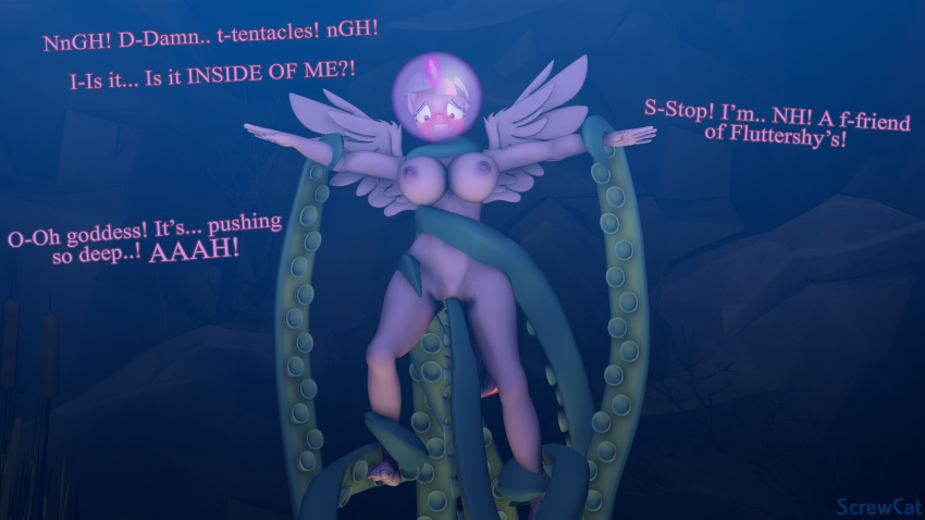1girl 3d air_bubble anthro big_breasts blush bondage breasts bubble dubious_consent explicit friendship_is_magic hasbro my_little_pony nipples nudity octopus penetration plantigrade_anthro screwcat sex solo_female source_filmmaker spread_wings tentacle tentacle_bondage twilight_sparkle twilight_sparkle_(mlp) underwater underwater_sex vaginal water wings