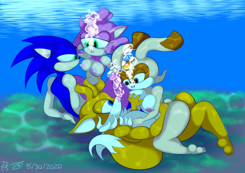 2boys 2girls air_bubbles amy_rose cream_the_rabbit miles_"tails"_prower sega sex sonic_the_hedgehog sonic_the_hedgehog_(series) tagme the1stmoyatia underwater
