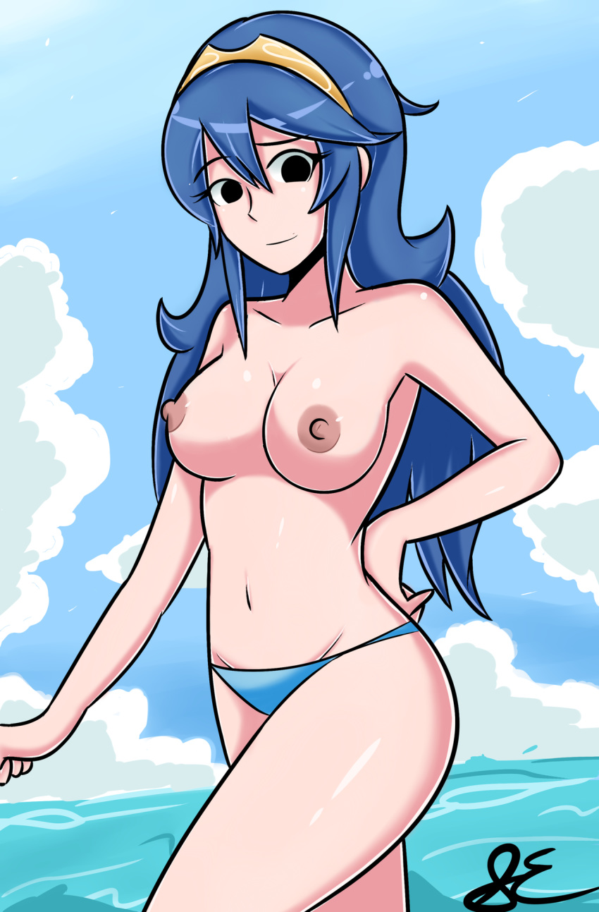 breasts female_nudity fire_emblem high_resolution lewd lucina nintendo nipples skinny_dipping topless
