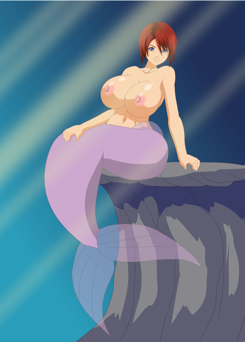 areolae big_breasts breasts commission dk female kairi kingdom_hearts mermaid nipples riffsandskulls solo topless