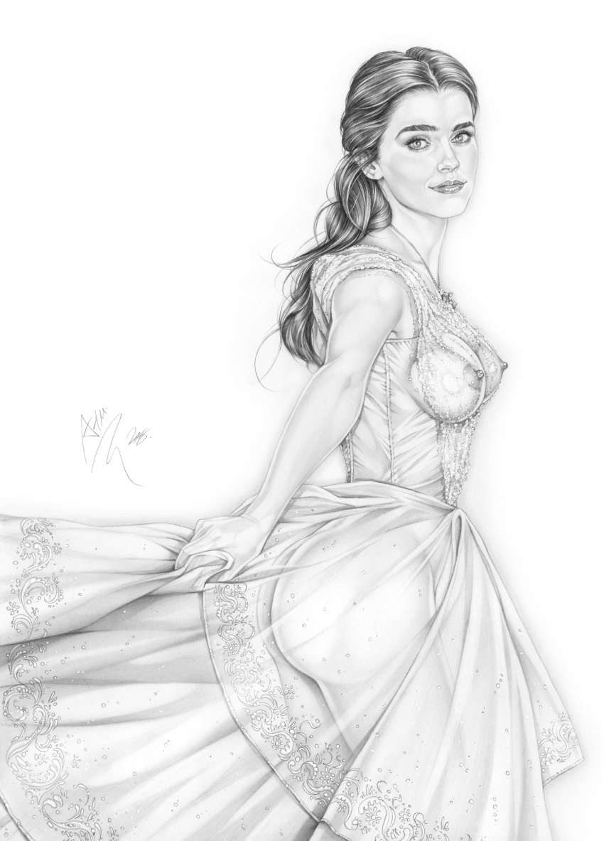 1girl actress armando_huerta ass beauty_and_the_beast beauty_and_the_beast_(2017) big_breasts breasts celeb covered_breasts dat_ass disney dress emma_watson erect_nipples erect_nipples_under_clothes eyebrows eyelashes female_only high_resolution hips legs lips long_hair looking_at_viewer monochrome nipples princess_belle sideboob thighs very_high_resolution